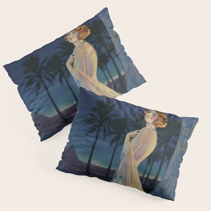 Melody of Ancient Egypt Art Deco romantic female figure by the River Nile painting by Henry Clive Pillow Sham Gallery Image 1