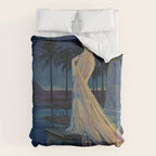 Melody of Ancient Egypt Art Deco romantic female figure by the River Nile painting by Henry Clive Duvet Cover Gallery Image 6