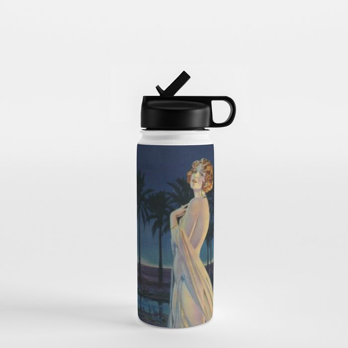 Melody of Ancient Egypt Art Deco romantic female figure by the River Nile painting by Henry Clive Water Bottle Gallery Image 1