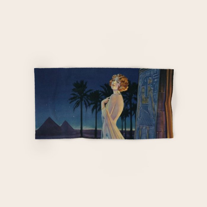 Melody of Ancient Egypt Art Deco romantic female figure by the River Nile painting by Henry Clive Bath Towel Gallery Image 1