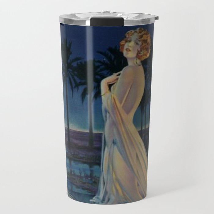 Melody of Ancient Egypt Art Deco romantic female figure by the River Nile painting by Henry Clive Travel Mug Gallery Image 1