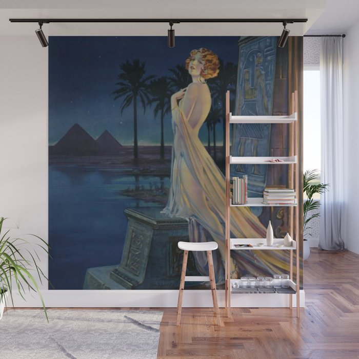 Melody of Ancient Egypt Art Deco romantic female figure by the River Nile painting by Henry Clive Wall Mural Gallery Image 1