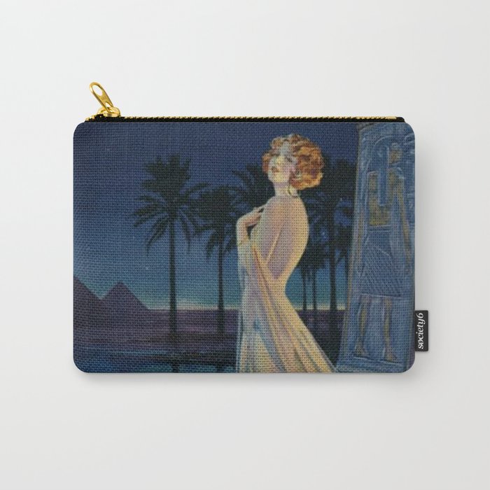 Melody of Ancient Egypt Art Deco romantic female figure by the River Nile painting by Henry Clive Carry All Pouch Gallery Image 1