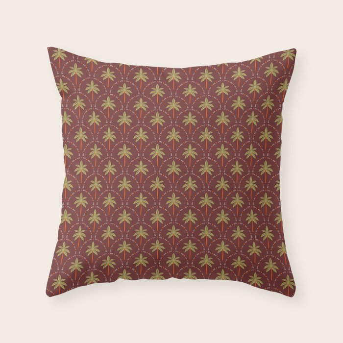 Vintage summer palm tree art pattern Throw Pillow Gallery Image 1