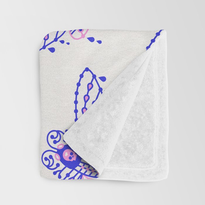 Death's Head Hawkmoth - Indigo & Pink Palette Throw Blanket Gallery Image 3