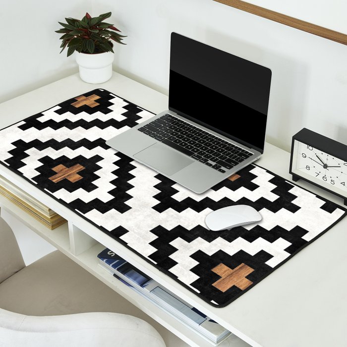 Urban Tribal Pattern No.16 - Aztec - Concrete and Wood Desk Mat Gallery Image 2
