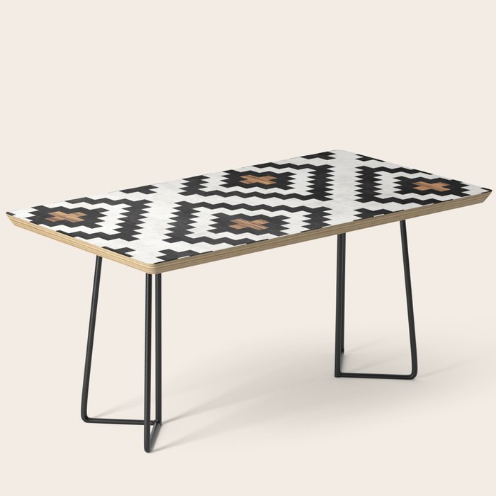 Urban Tribal Pattern No.16 - Aztec - Concrete and Wood Coffee Table Gallery Image 1