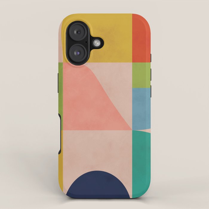 mid century abstract shapes spring I iPhone Case Gallery Image 1