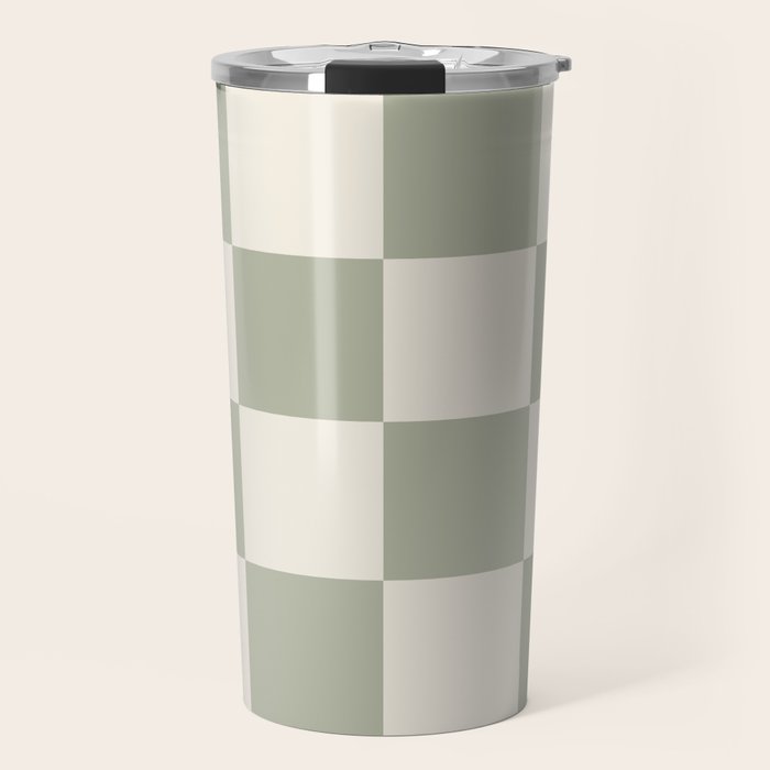 Checkered (Sage Cream) Travel Mug Gallery Image 1