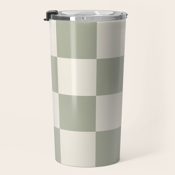 Checkered (Sage Cream) Travel Mug Gallery Image 3