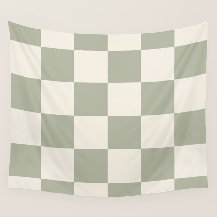 Checkered (Sage Cream) Wall Tapestry Gallery Image 4
