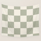 Checkered (Sage Cream) Wall Tapestry Gallery Image 4