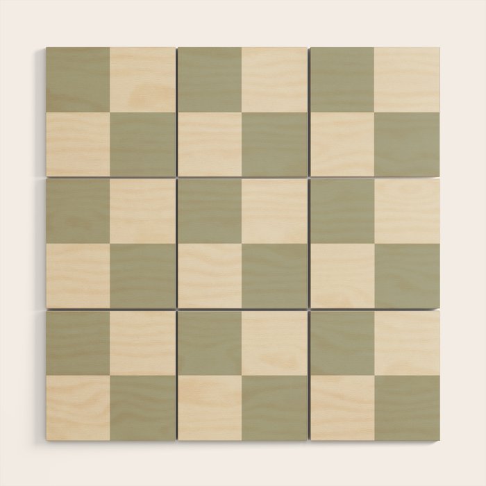 Checkered (Sage Cream) Wood Wall Art Gallery Image 1