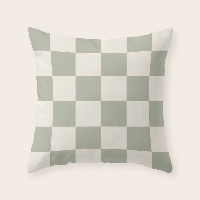 Checkered (Sage Cream) Throw Pillow Gallery Image 6