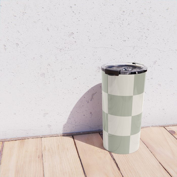 Checkered (Sage Cream) Travel Mug Gallery Image 4