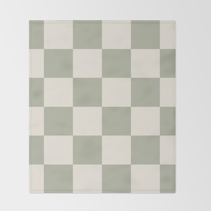 Checkered (Sage Cream) Throw Blanket Gallery Image 2