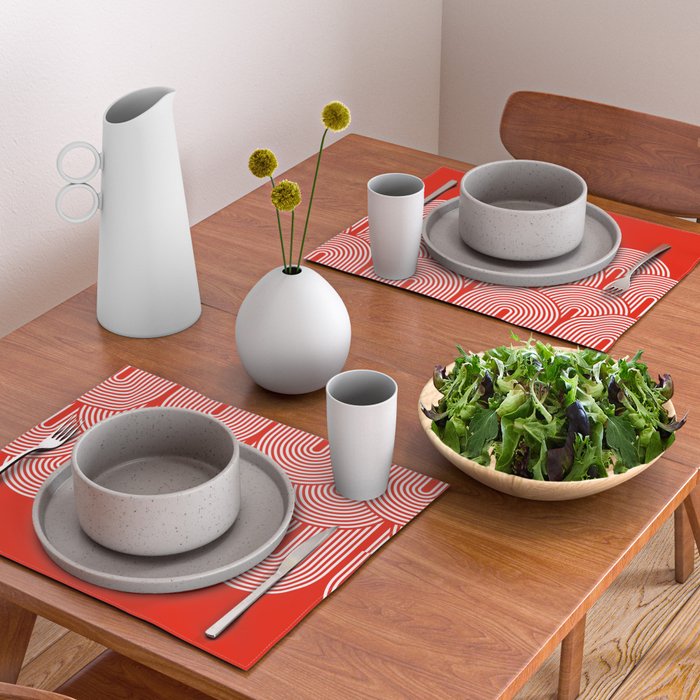 Red shapes pattern Placemat Gallery Image 2