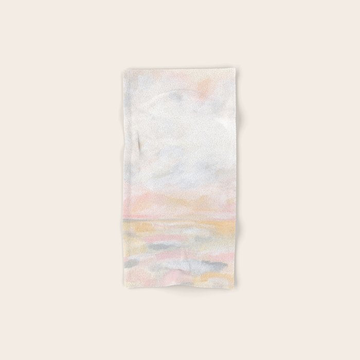 Ecstatic - Pink and Yellow Pastel Seascape Bath Towel Gallery Image 1