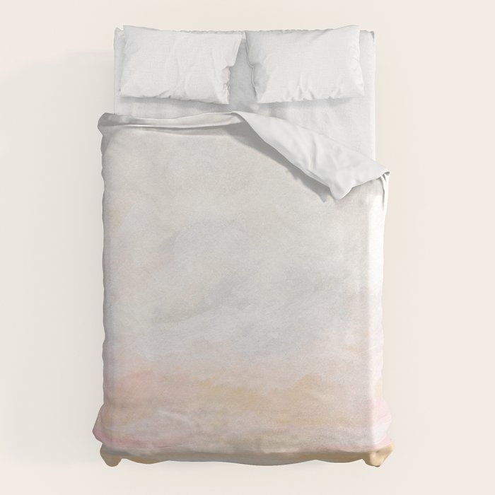 Ecstatic - Pink and Yellow Pastel Seascape Duvet Cover Gallery Image 1