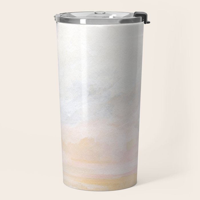 Ecstatic - Pink and Yellow Pastel Seascape Travel Mug Gallery Image 2