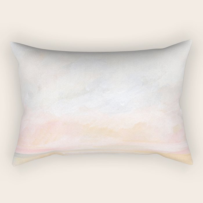 Ecstatic - Pink and Yellow Pastel Seascape Rectangular Pillow Gallery Image 1