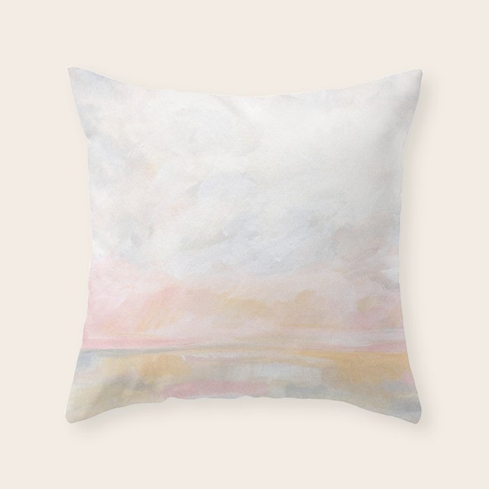 Ecstatic - Pink and Yellow Pastel Seascape Throw Pillow Gallery Image 6