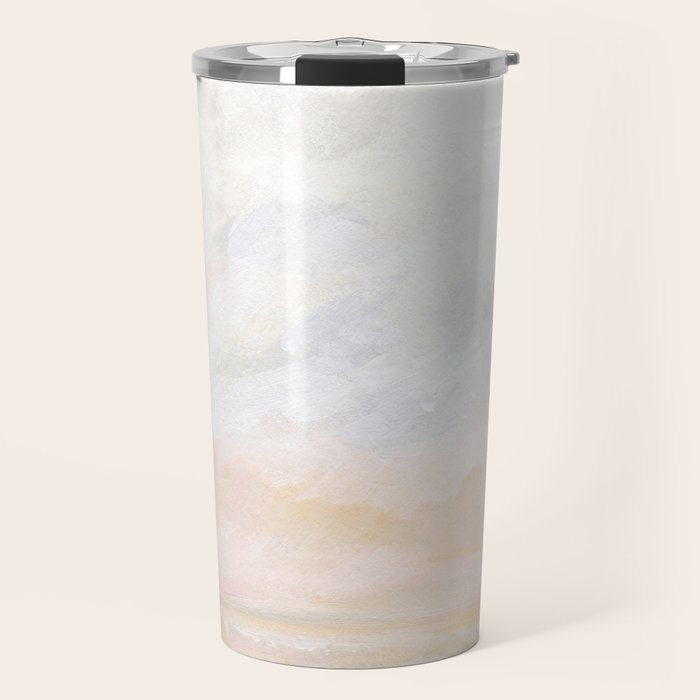 Ecstatic - Pink and Yellow Pastel Seascape Travel Mug Gallery Image 1