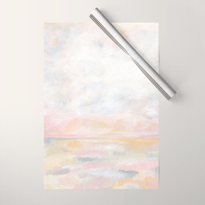 Ecstatic - Pink and Yellow Pastel Seascape Wrapping Paper Gallery Image 1