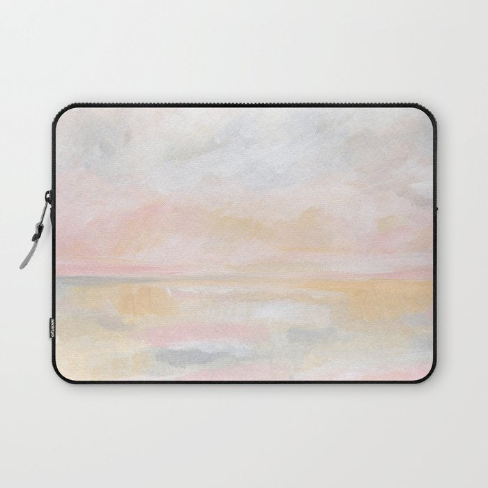 Ecstatic - Pink and Yellow Pastel Seascape Laptop Sleeve Gallery Image 1