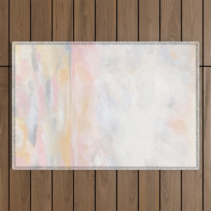 Ecstatic - Pink and Yellow Pastel Seascape Outdoor Rug Gallery Image 1