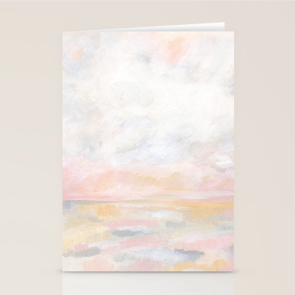 Ecstatic - Pink and Yellow Pastel Seascape Stationery Card Gallery Image 2