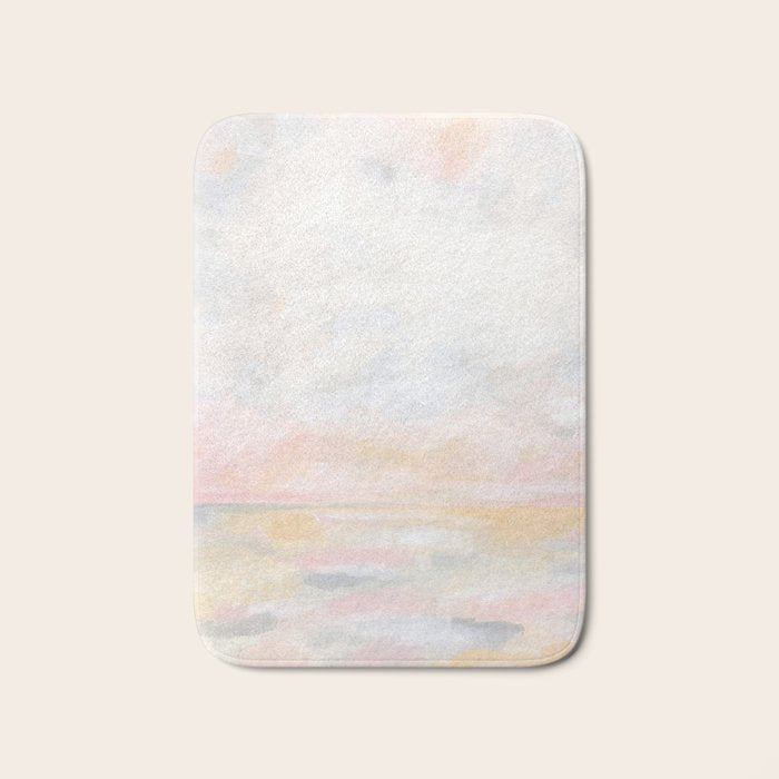 Ecstatic - Pink and Yellow Pastel Seascape Bath Mat Gallery Image 1