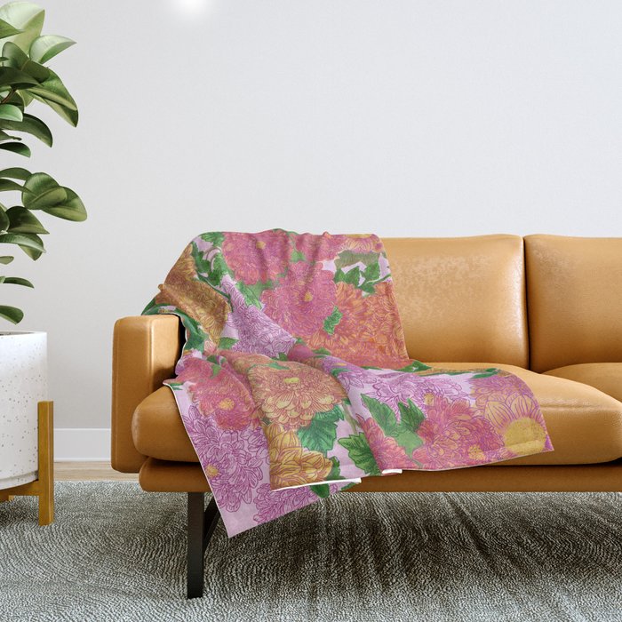 Darling Dahlias  Throw Blanket Gallery Image 1