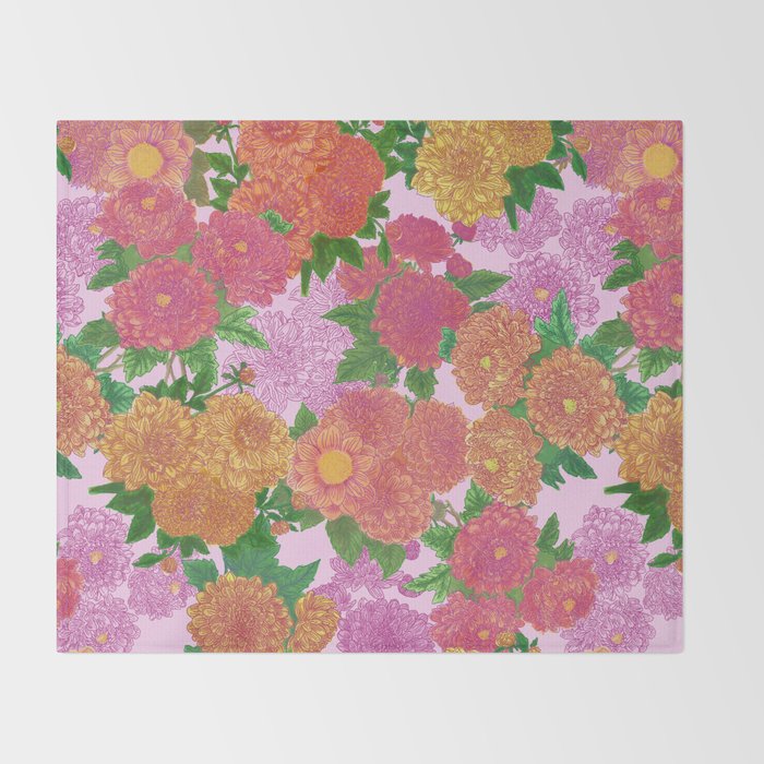 Darling Dahlias  Throw Blanket Gallery Image 2