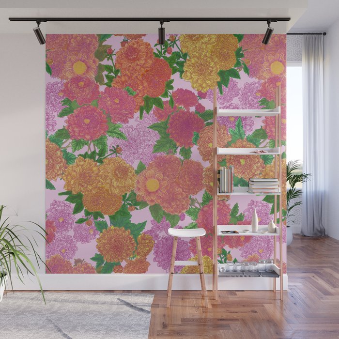 Darling Dahlias  Wall Mural Gallery Image 1