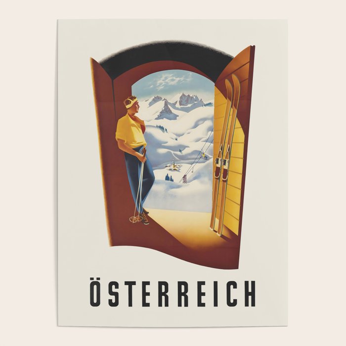 Austria Skiing Vintage Travel Poster, 1950s Poster Gallery Image 4
