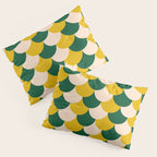 Scale Pattern / Art-deco - Green, Yellow and Cream Pillow Sham Gallery Image 3