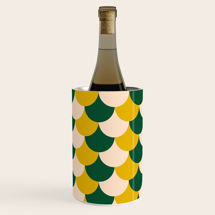 Scale Pattern / Art-deco - Green, Yellow and Cream Wine Chiller Gallery Image 1