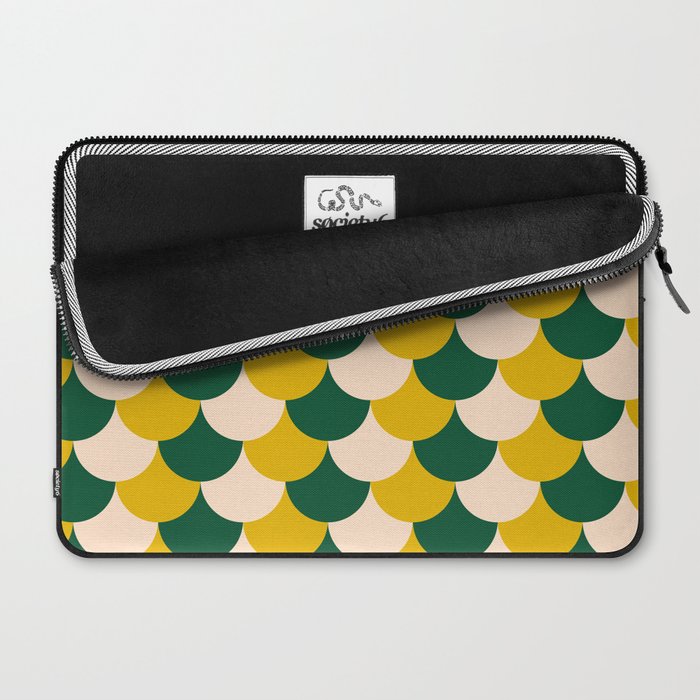 Scale Pattern / Art-deco - Green, Yellow and Cream Laptop Sleeve Gallery Image 2