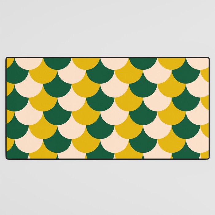 Scale Pattern / Art-deco - Green, Yellow and Cream Desk Mat Gallery Image 3