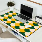 Scale Pattern / Art-deco - Green, Yellow and Cream Desk Mat Gallery Image 2