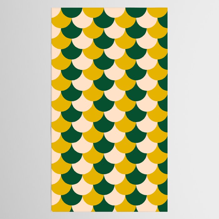 Scale Pattern / Art-deco - Green, Yellow and Cream Tablecloth Gallery Image 2