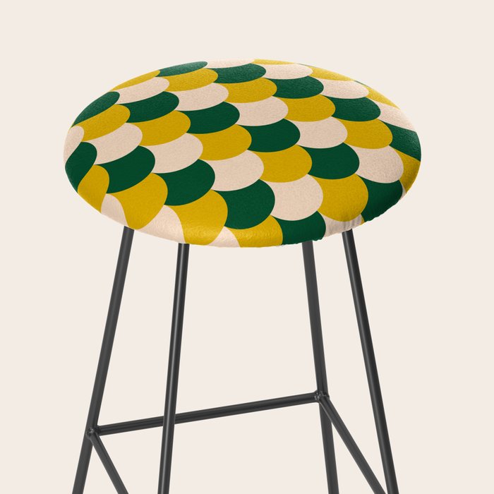 Scale Pattern / Art-deco - Green, Yellow and Cream Stool Gallery Image 2