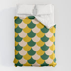 Scale Pattern / Art-deco - Green, Yellow and Cream Duvet Cover Gallery Image 6