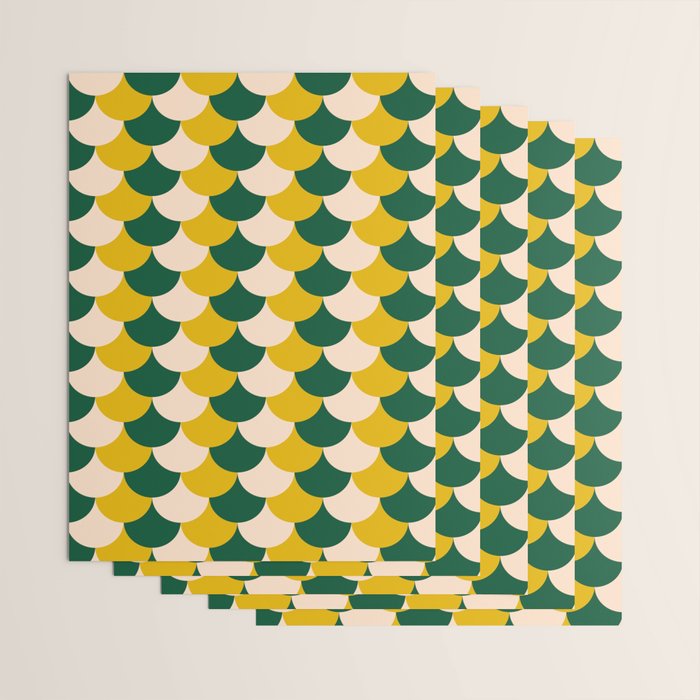 Scale Pattern / Art-deco - Green, Yellow and Cream Wrapping Paper Gallery Image 3