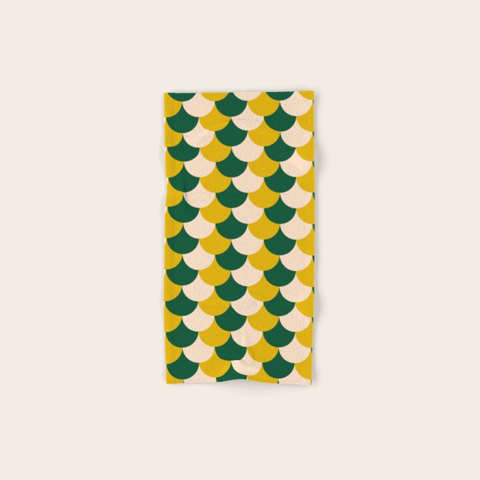 Scale Pattern / Art-deco - Green, Yellow and Cream Bath Towel Gallery Image 1