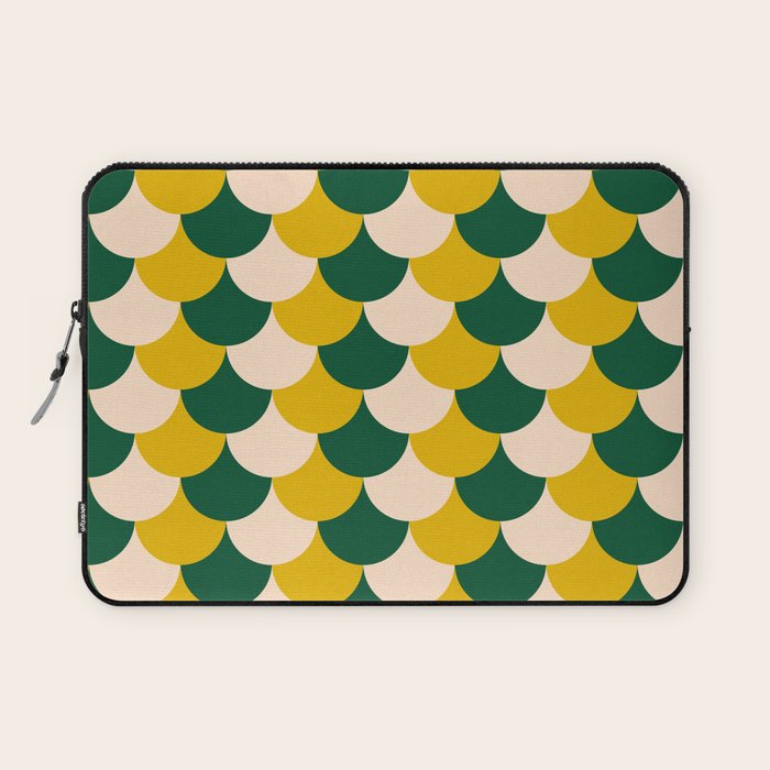 Scale Pattern / Art-deco - Green, Yellow and Cream Laptop Sleeve Gallery Image 1