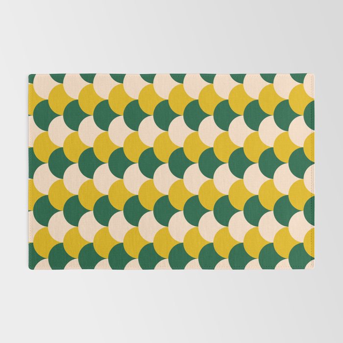 Scale Pattern / Art-deco - Green, Yellow and Cream Rug Gallery Image 2