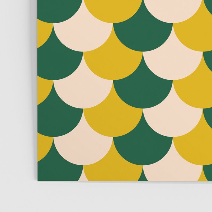 Scale Pattern / Art-deco - Green, Yellow and Cream Poster Gallery Image 3