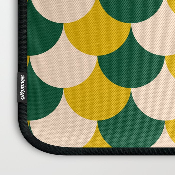 Scale Pattern / Art-deco - Green, Yellow and Cream Laptop Sleeve Gallery Image 3